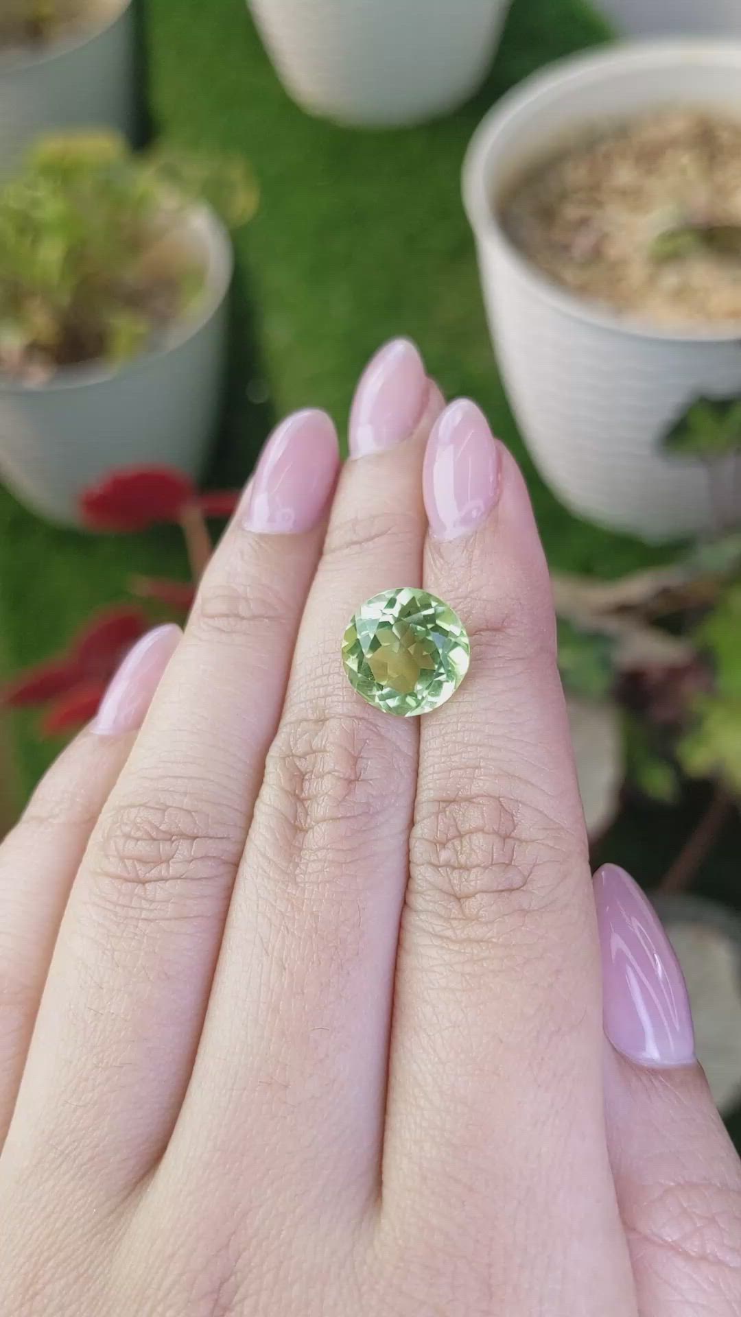 6.10 Ct. Yellowish Green Prasiolite from Brazil Size Video