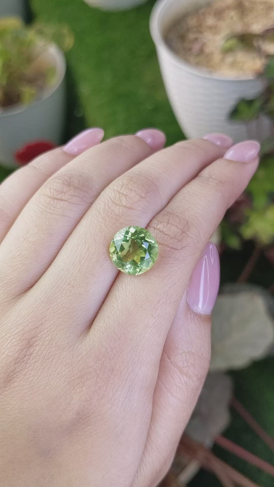 6.10 Ct. Yellowish Green Prasiolite from Brazil Size Video