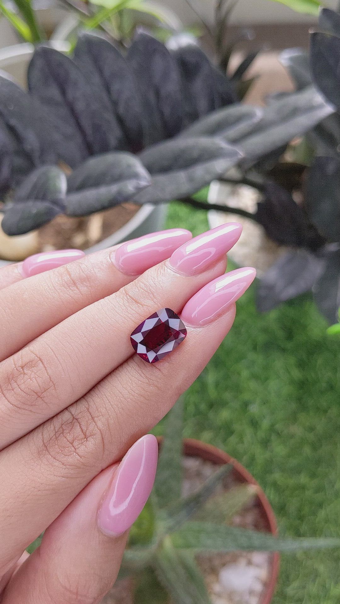 4.63 Ct. Purplish Red Garnet from Tanzania Size Video