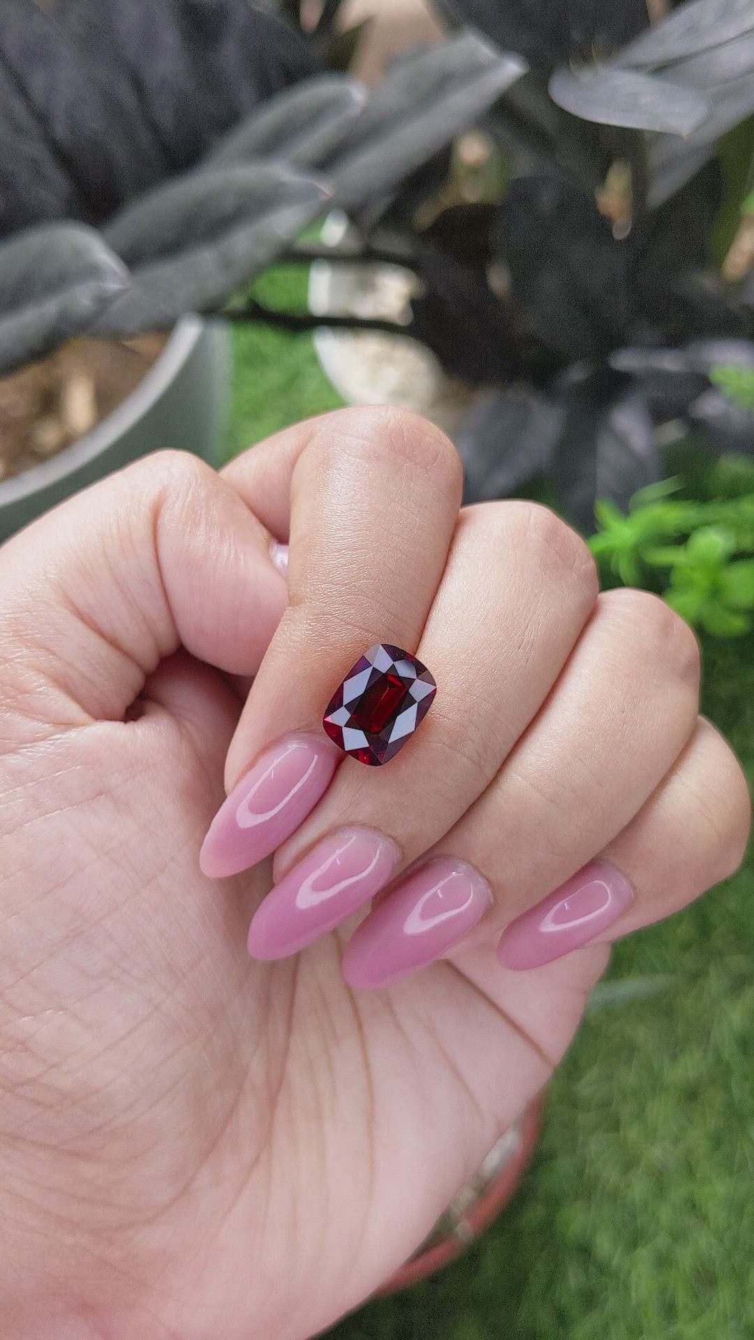 4.63 Ct. Purplish Red Garnet from Tanzania Size Video