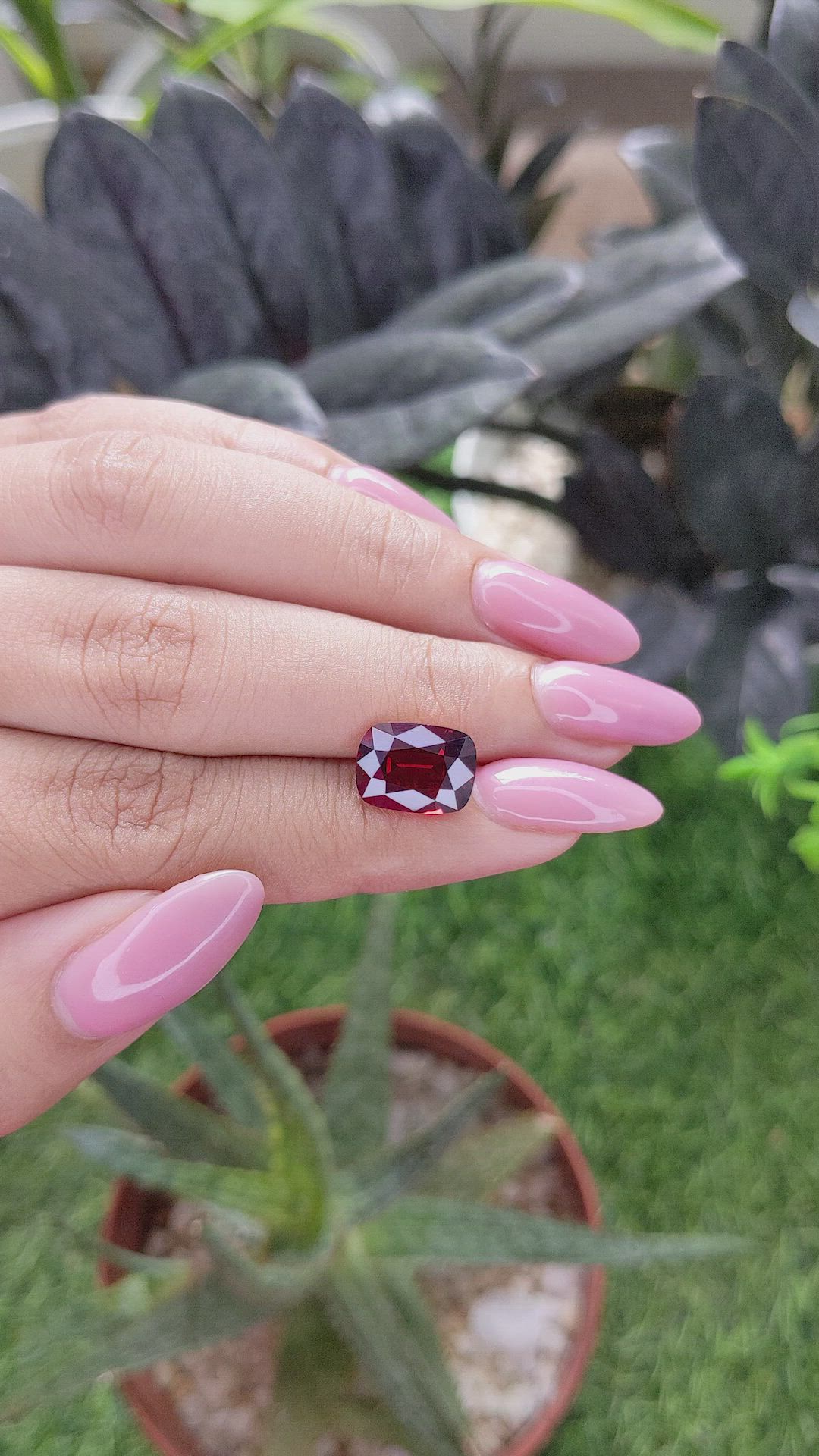 4.63 Ct. Purplish Red Garnet from Tanzania Size Video