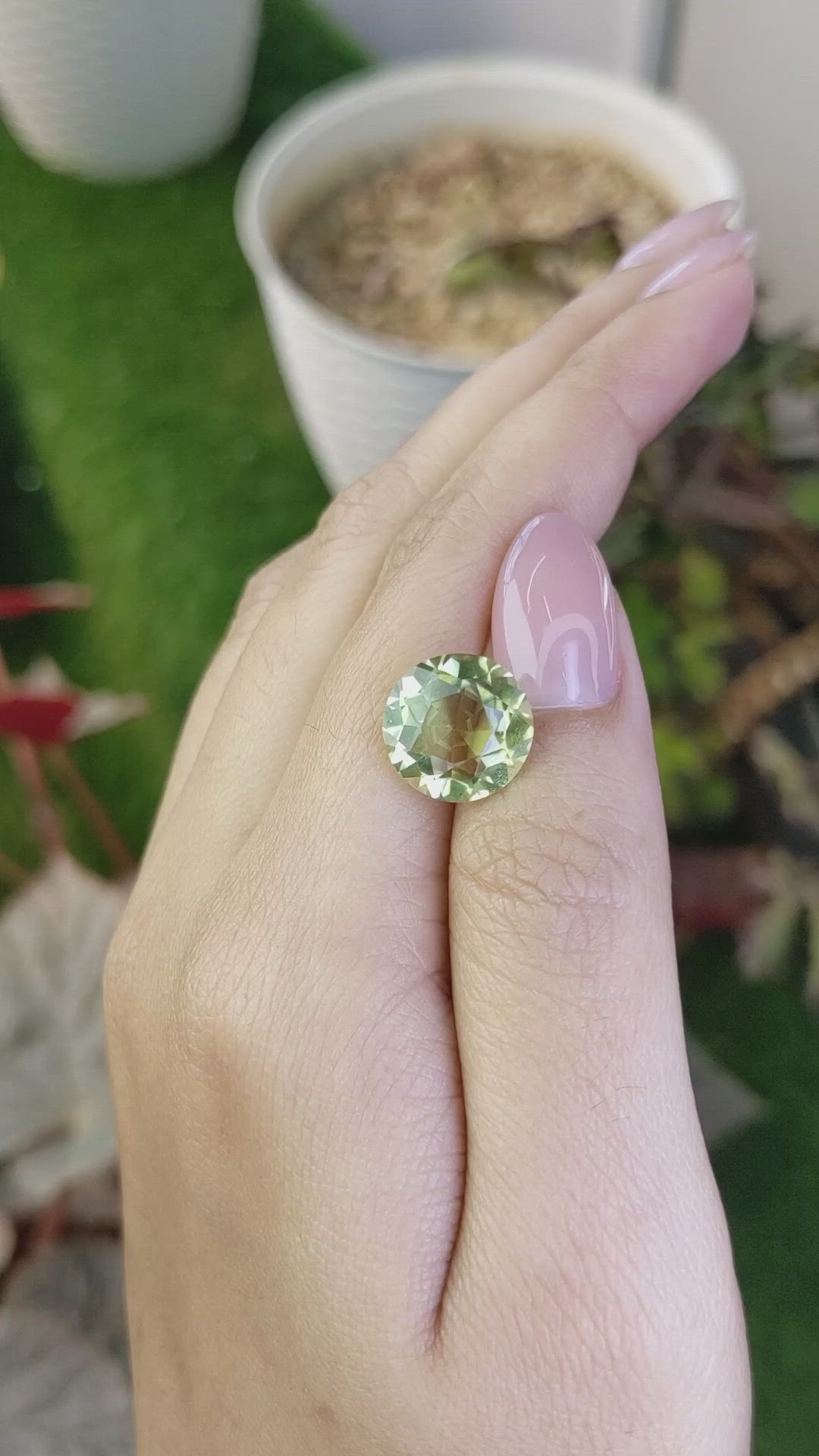 5.88 Ct. Yellowish Green Prasiolite from Brazil Size Video