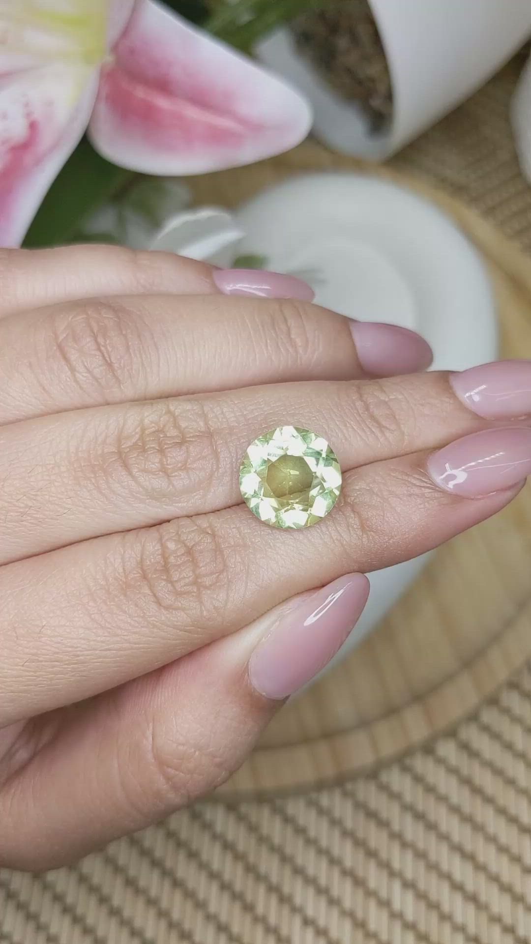 5.88 Ct. Yellowish Green Prasiolite from Brazil Size Video
