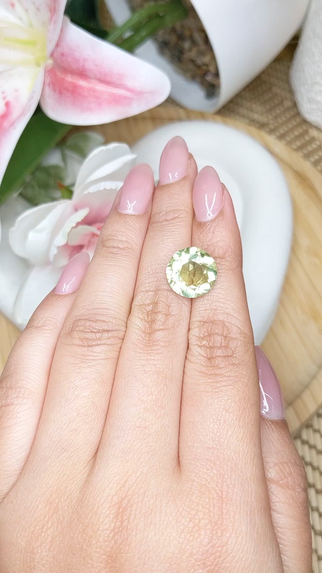 5.88 Ct. Yellowish Green Prasiolite from Brazil Size Video
