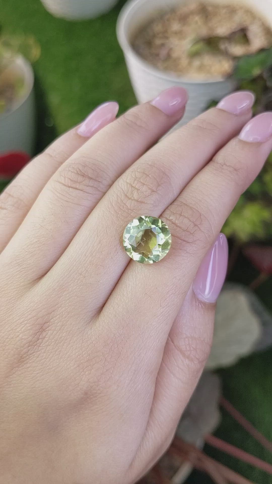 5.88 Ct. Yellowish Green Prasiolite from Brazil Size Video