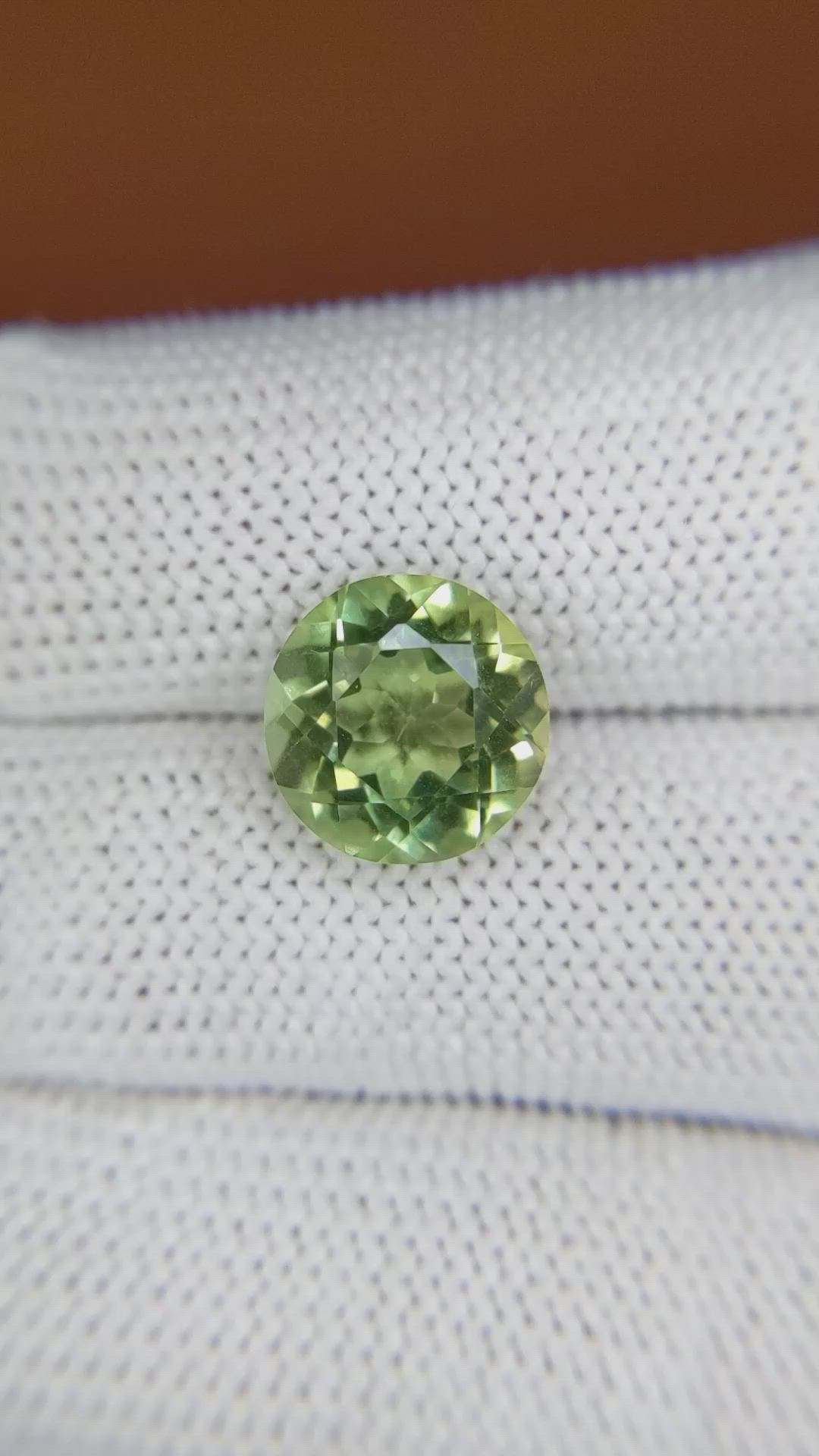 4.15 Ct. Yellowish Green Prasiolite from Brazil Size Video