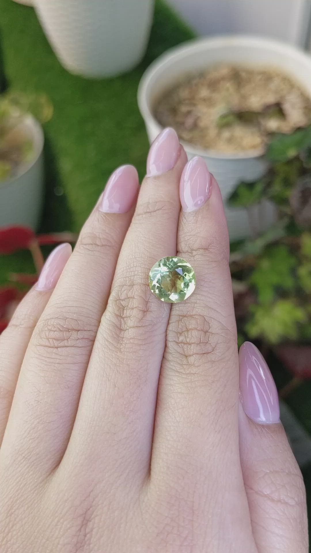 4.15 Ct. Yellowish Green Prasiolite from Brazil Size Video
