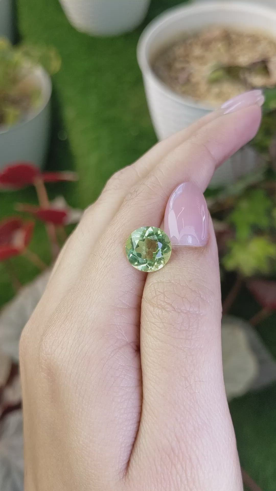 4.15 Ct. Yellowish Green Prasiolite from Brazil Size Video