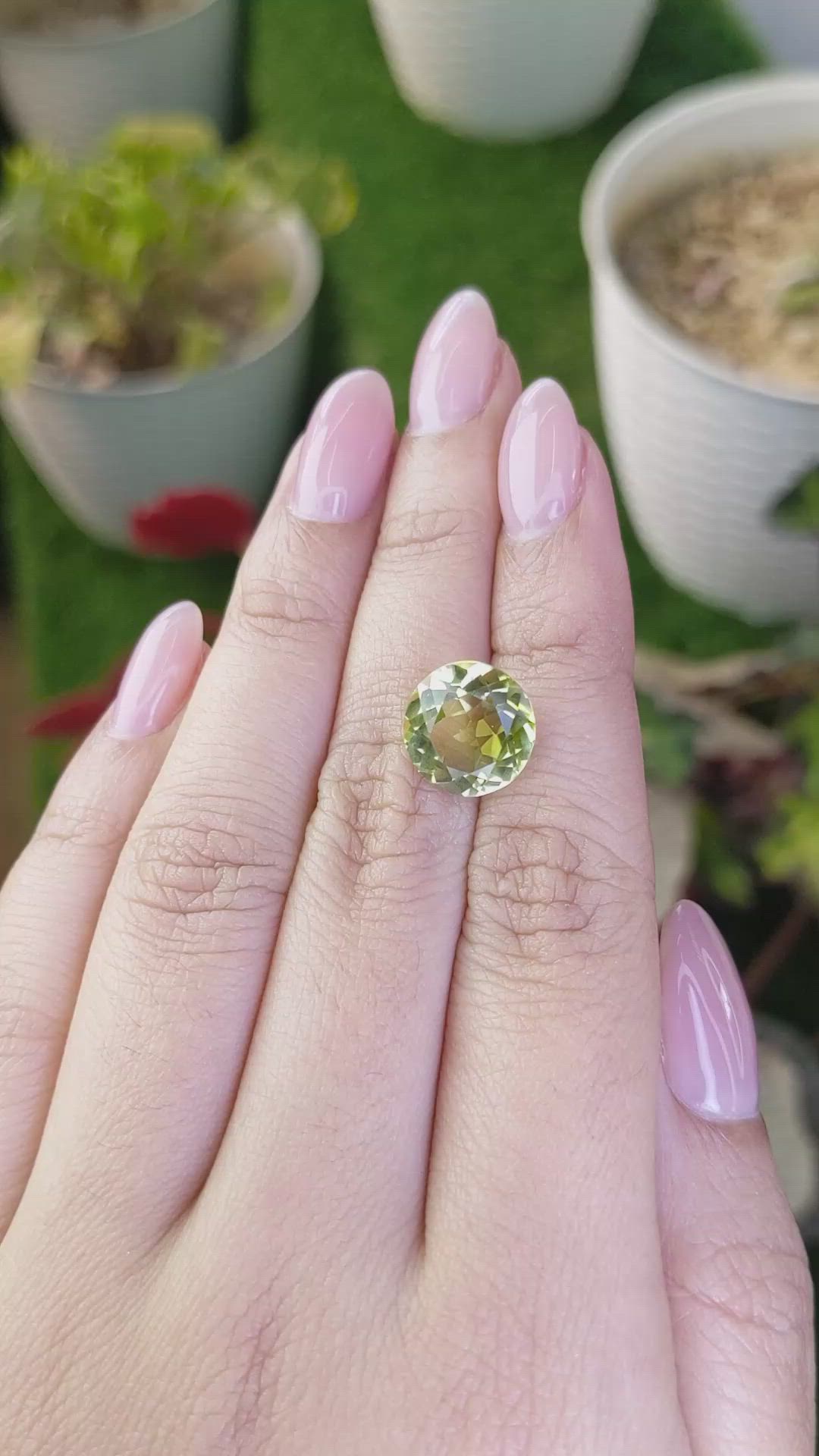 4.97 Ct. Yellowish Green Prasiolite from Brazil Size Video