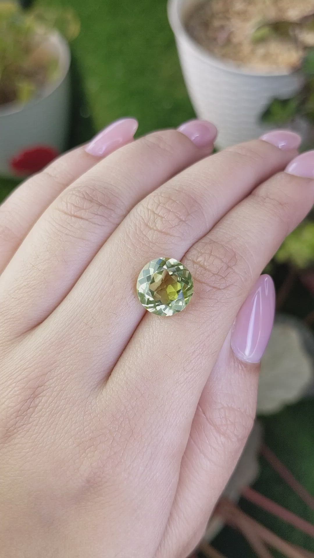 4.97 Ct. Yellowish Green Prasiolite from Brazil Size Video