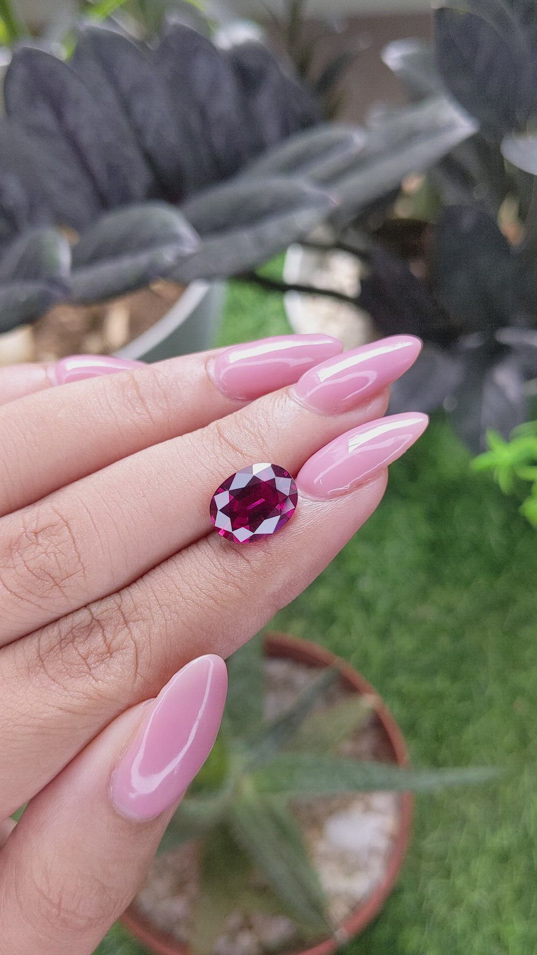 4.33 Ct. Purplish Pink Garnet from Tanzania Size Video