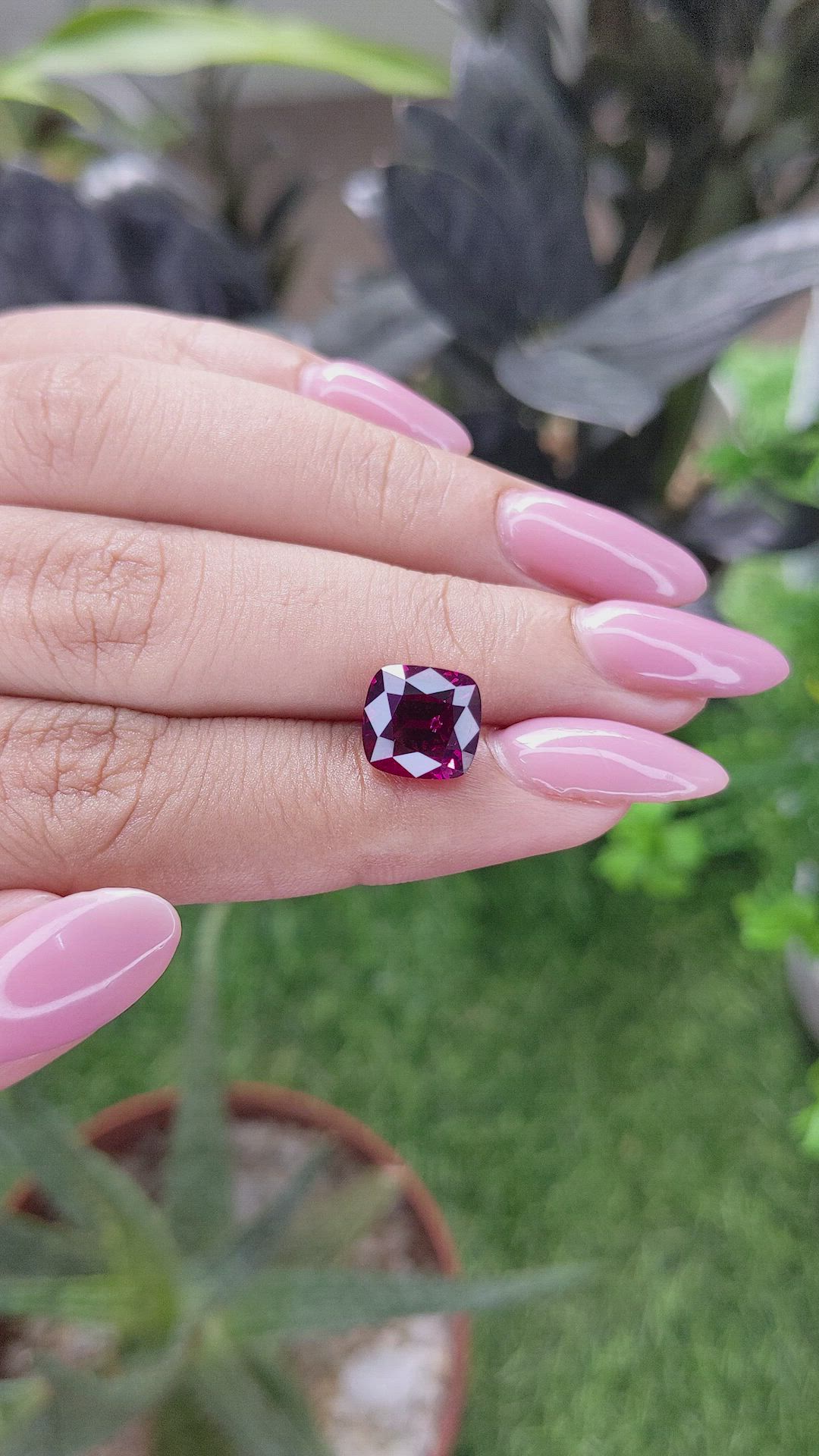 4.57 Ct. Purplish Pink Garnet from Tanzania Size Video