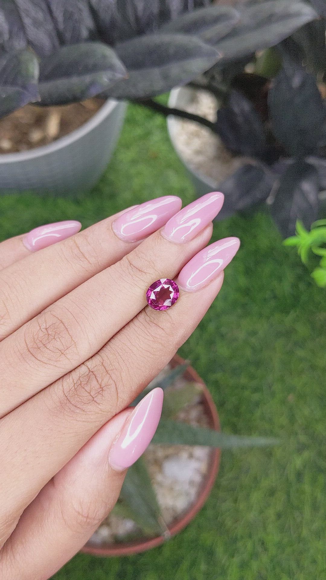 2.10 Ct. Purplish Pink Garnet from Tanzania Size Video