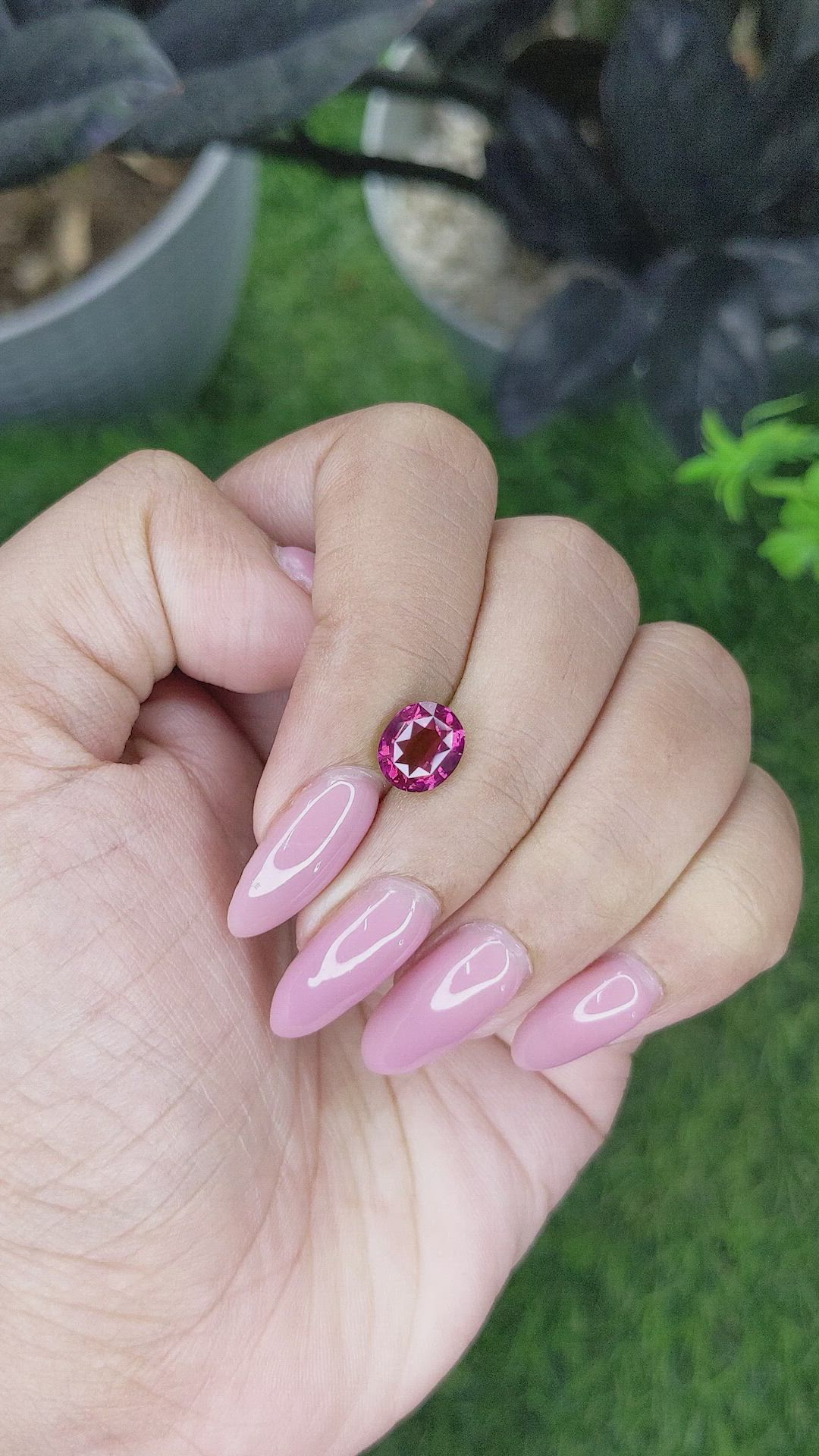 2.10 Ct. Purplish Pink Garnet from Tanzania Size Video