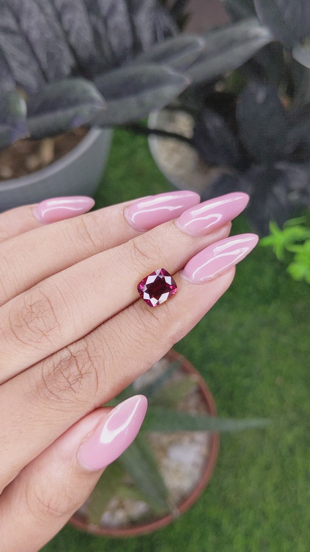 2.60 Ct. Purplish Pink Garnet from Tanzania Size Video