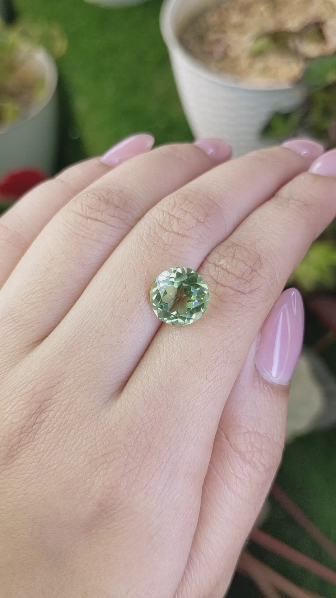 4.92 Ct. Yellowish Green Prasiolite from Brazil Size Video