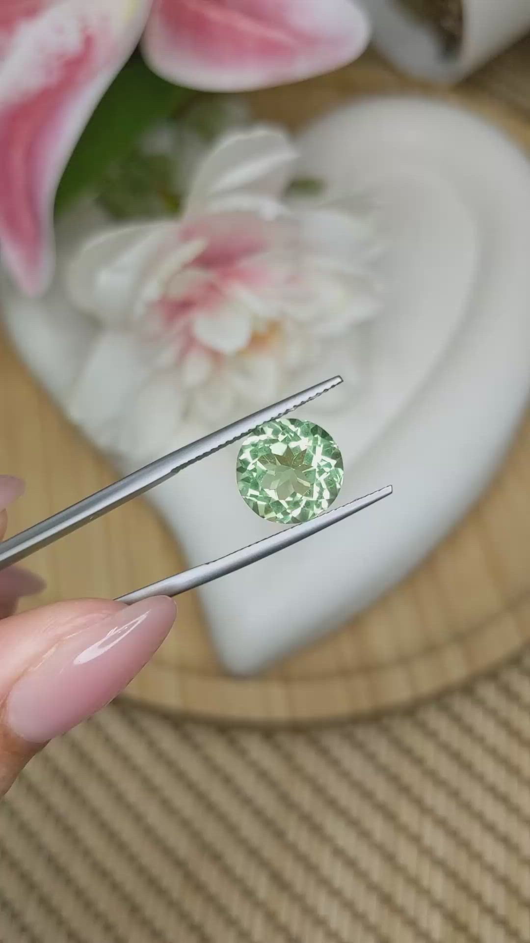 4.92 Ct. Yellowish Green Prasiolite from Brazil Size Video
