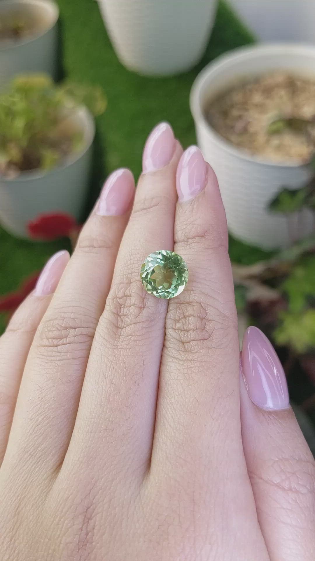 4.92 Ct. Yellowish Green Prasiolite from Brazil Size Video
