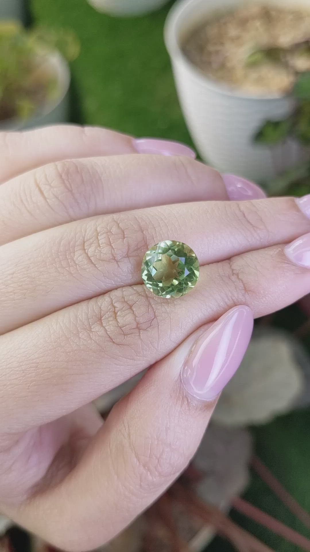 4.92 Ct. Yellowish Green Prasiolite from Brazil Size Video