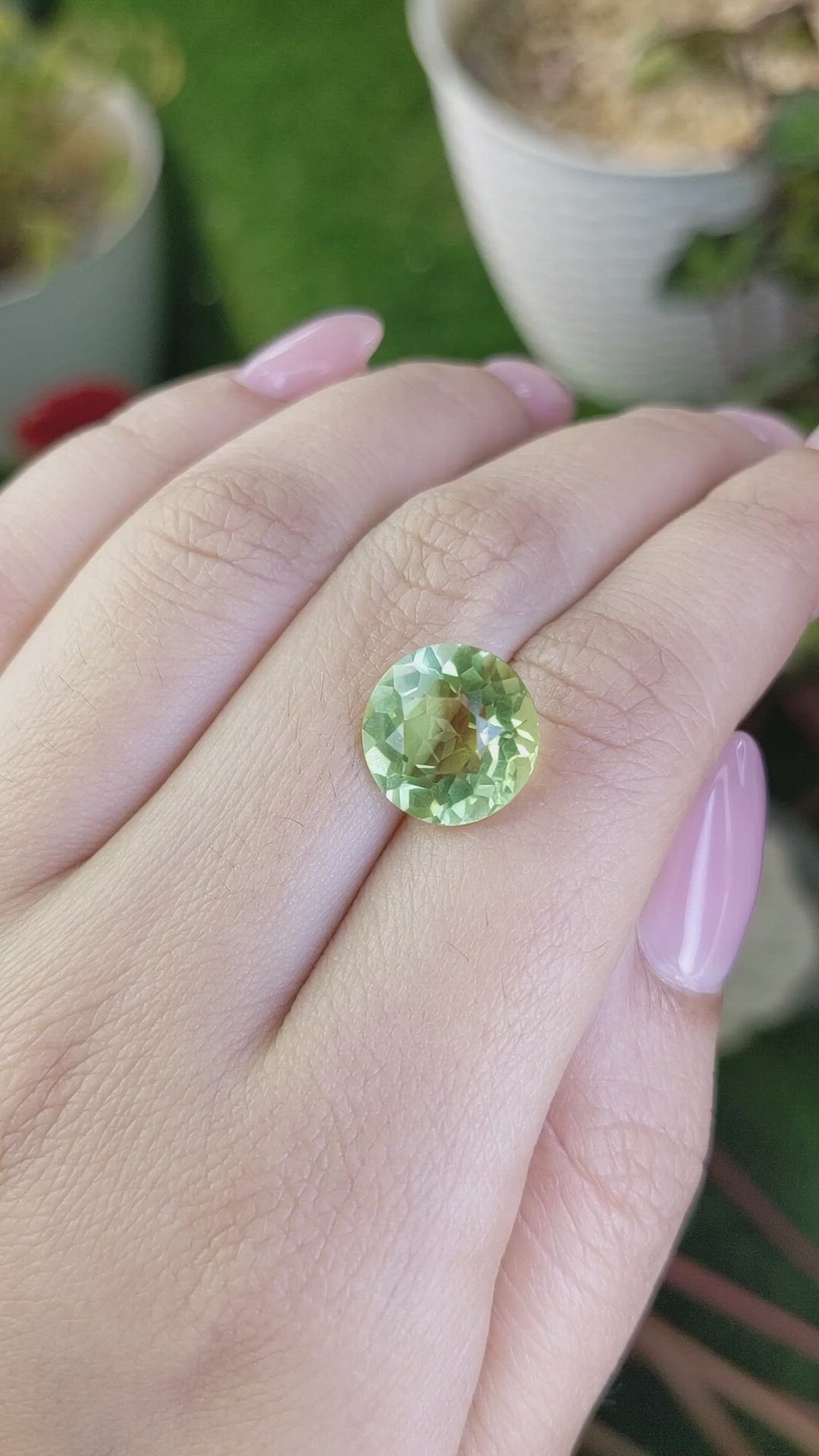 5.93 Ct. Yellowish Green Prasiolite from Brazil Size Video