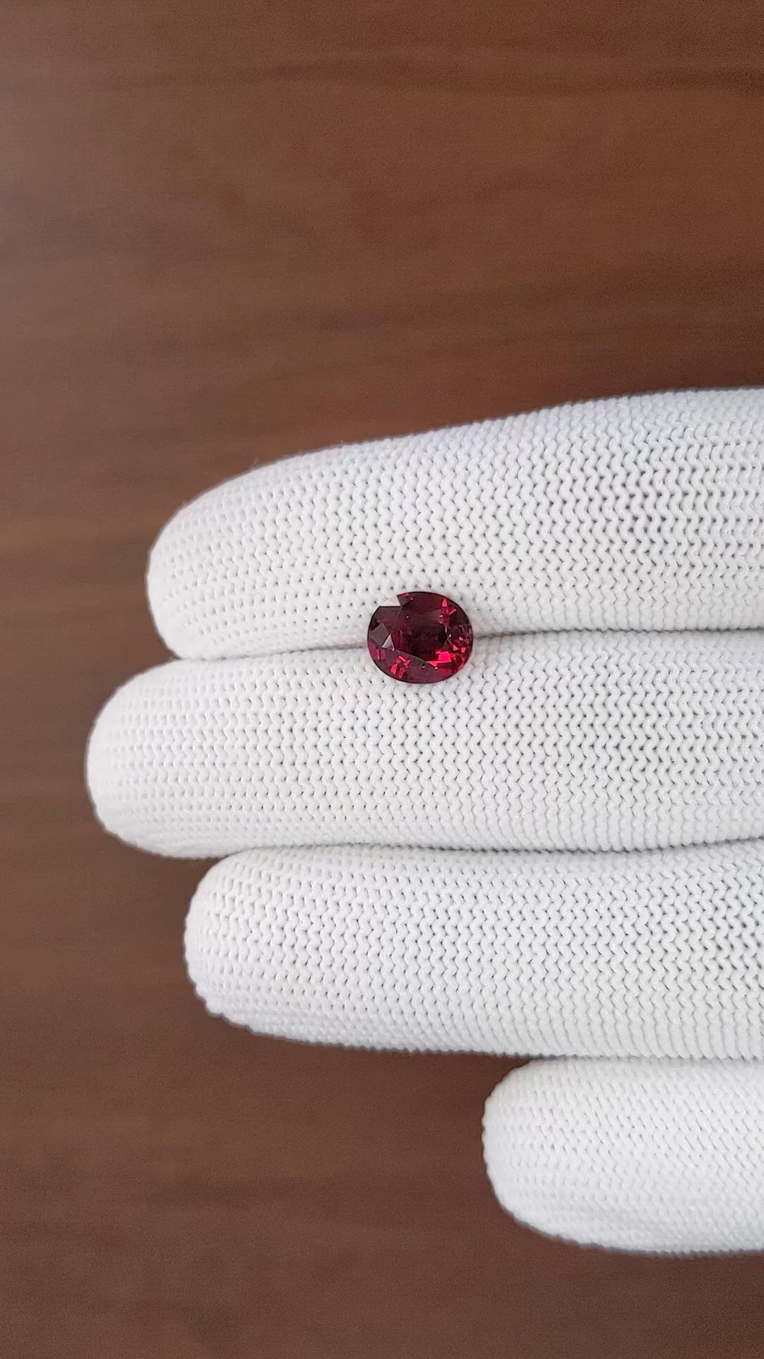 2.97 Ct. Purplish Red Garnet from Tanzania Size Video