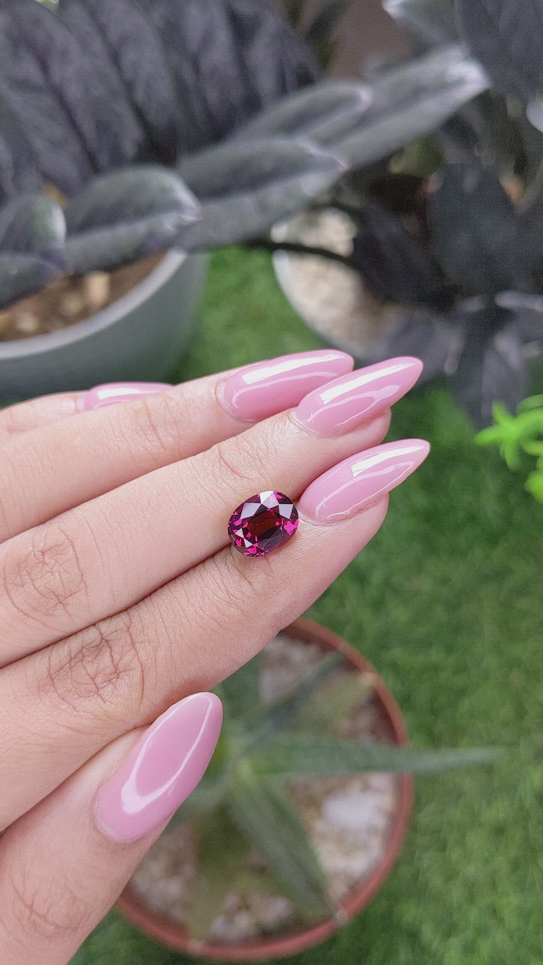 3.15 Ct. Purplish Pink Garnet from Tanzania Size Video