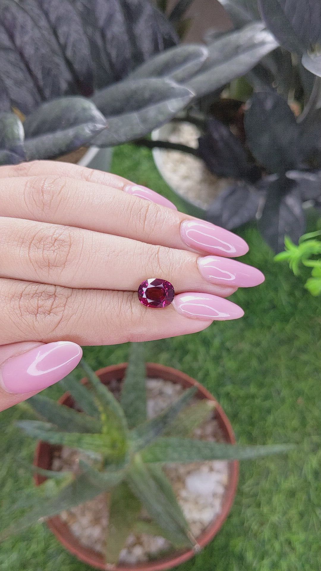3.15 Ct. Purplish Pink Garnet from Tanzania Size Video