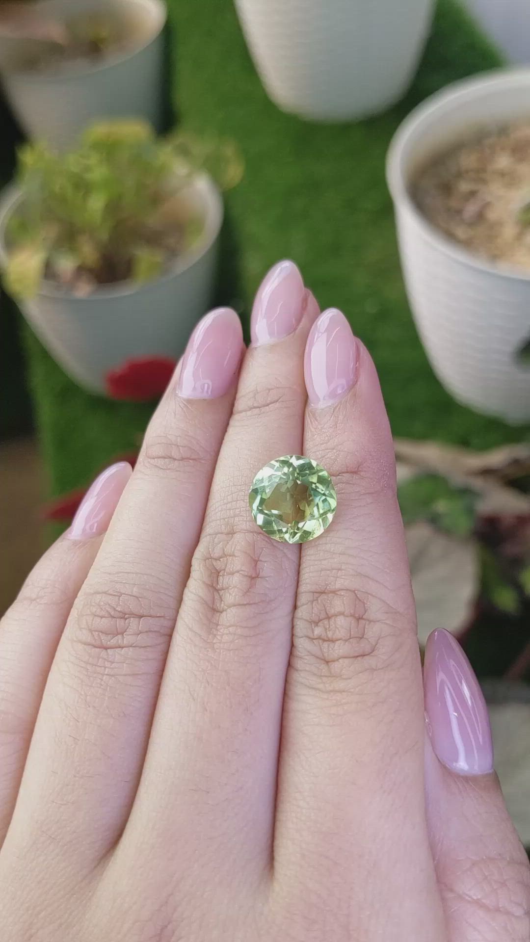 5.67 Ct. Yellowish Green Prasiolite from Brazil Size Video