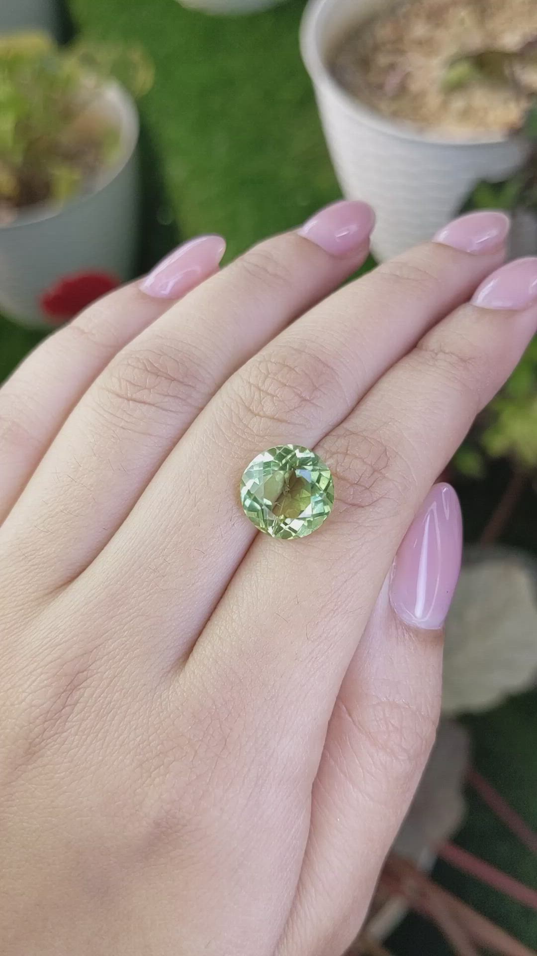 5.67 Ct. Yellowish Green Prasiolite from Brazil Size Video