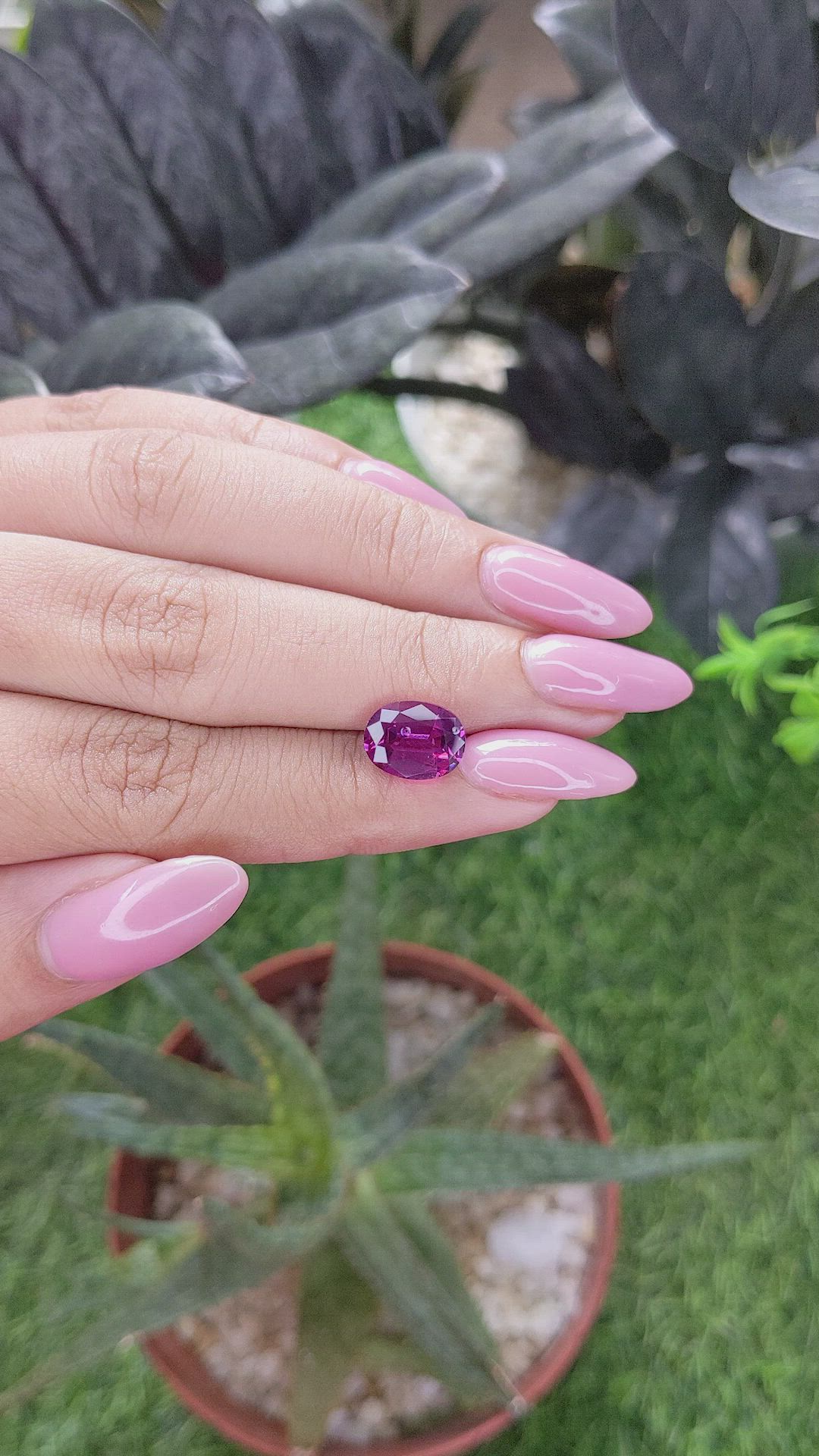 3.23 Ct. Pinkish Purple Garnet from Tanzania Size Video