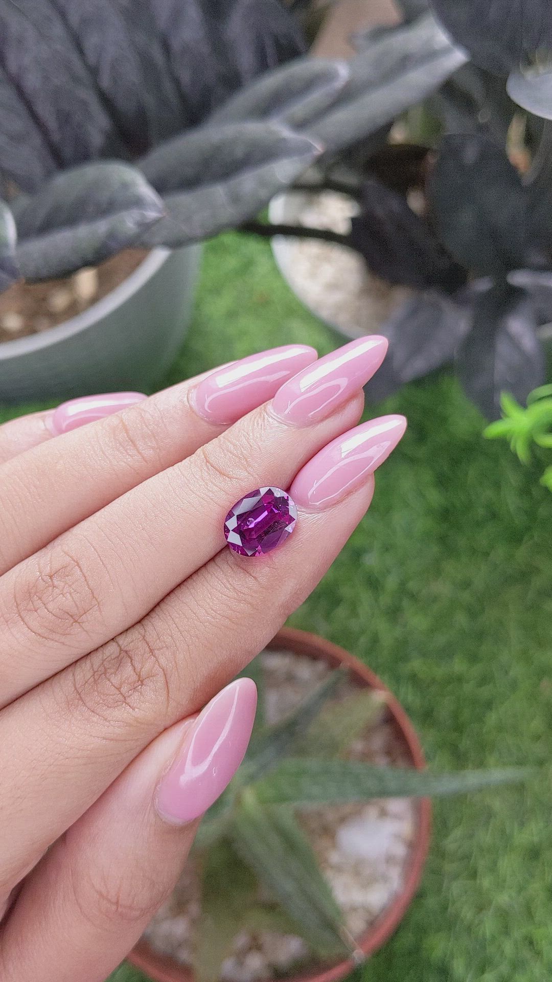3.23 Ct. Pinkish Purple Garnet from Tanzania Size Video
