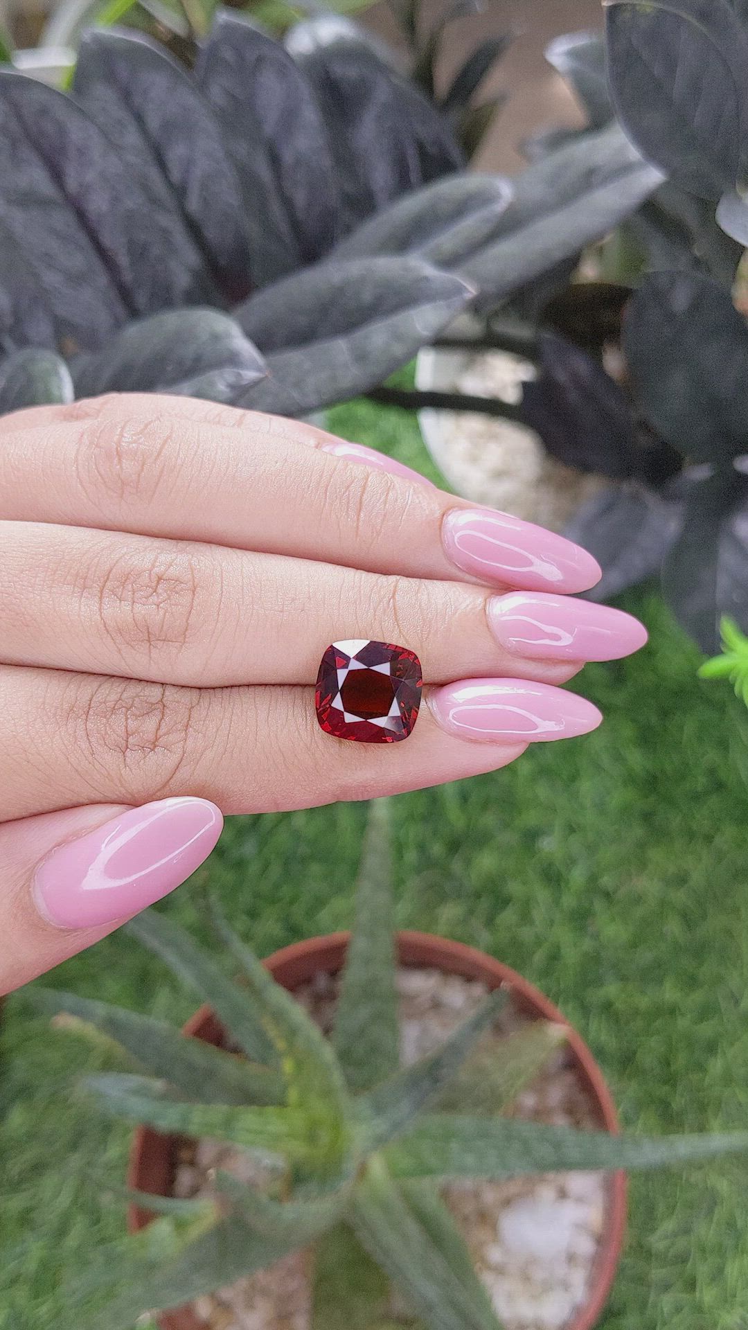 7.63 Ct. Red Garnet from Tanzania Size Video