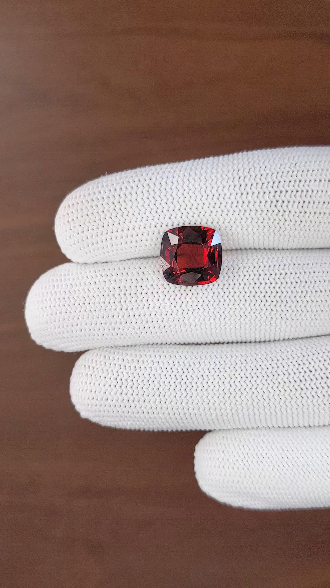 7.63 Ct. Red Garnet from Tanzania Size Video