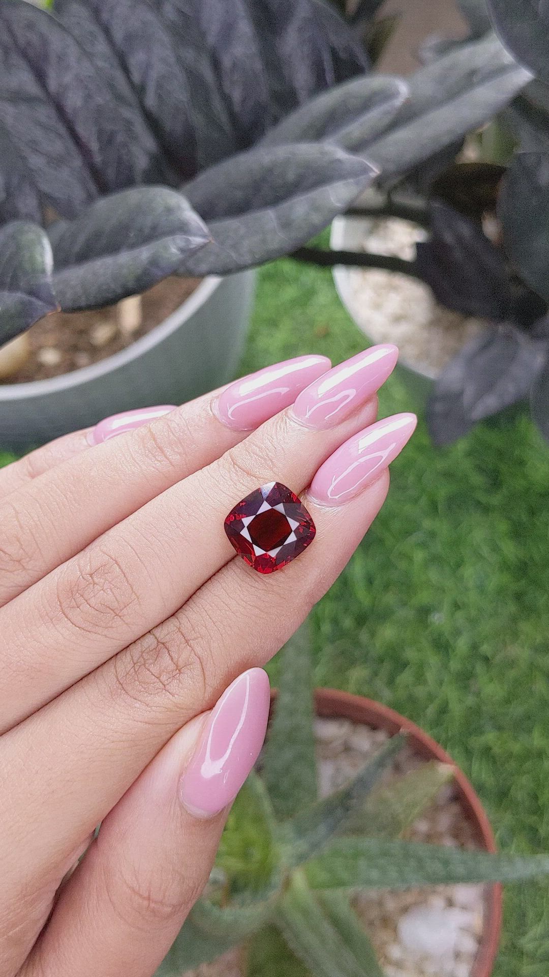 7.63 Ct. Red Garnet from Tanzania Size Video