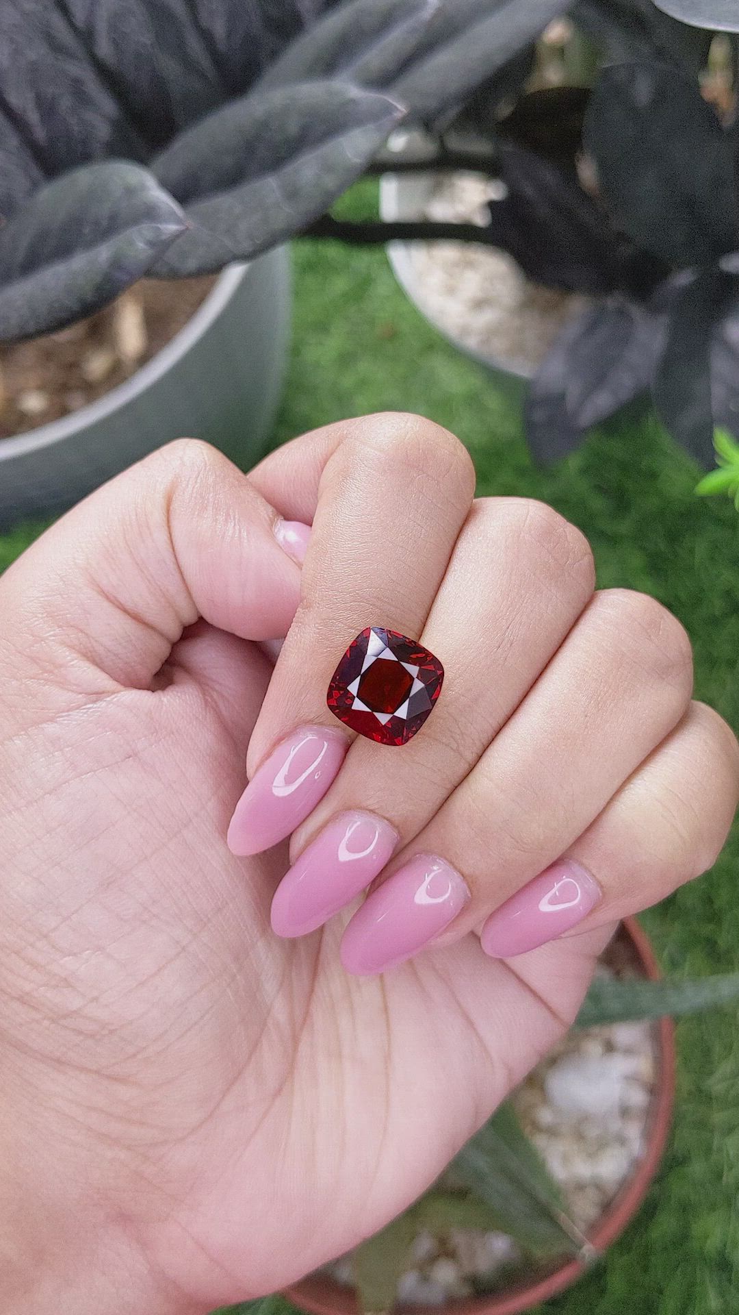 7.63 Ct. Red Garnet from Tanzania Size Video