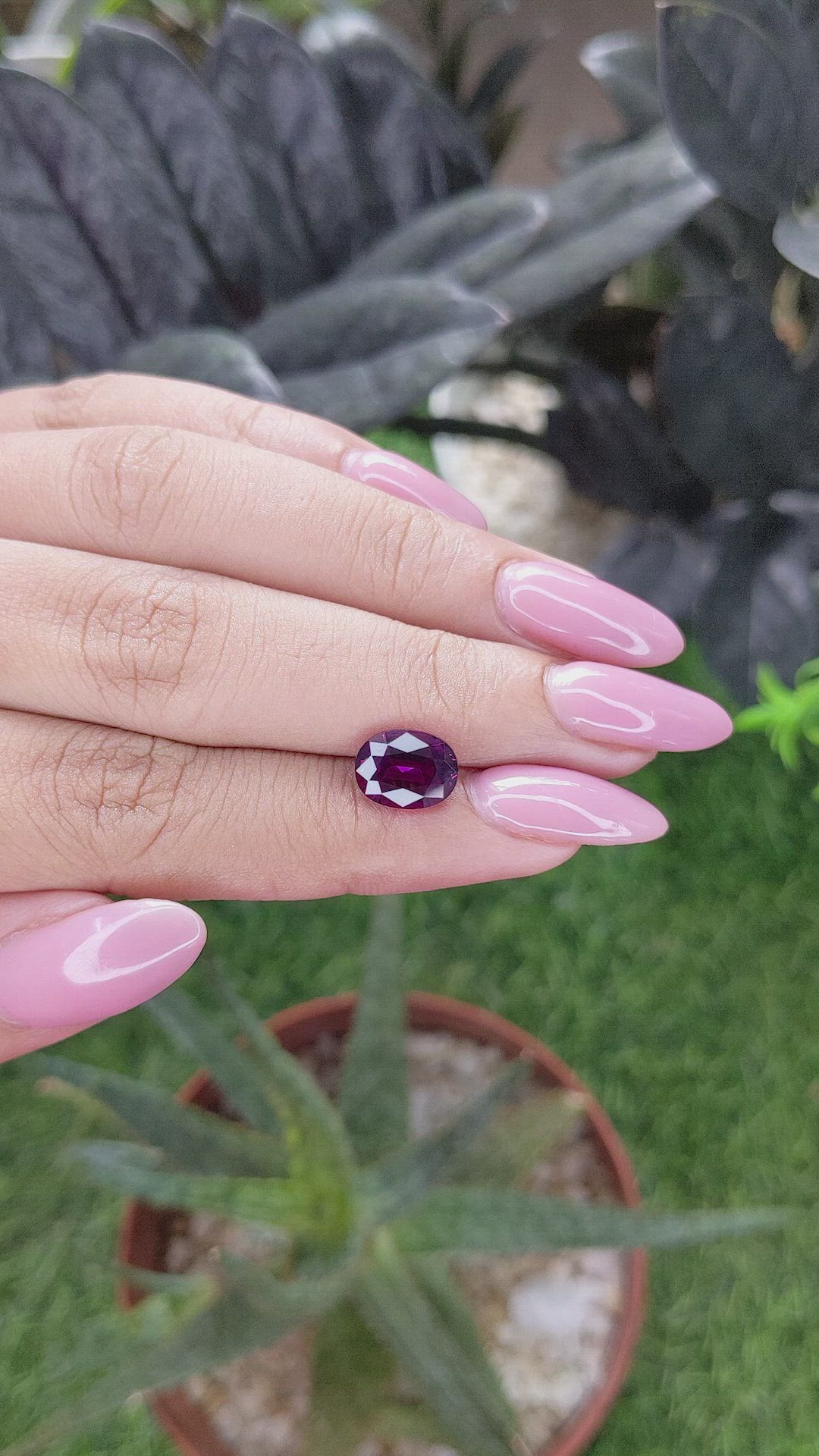 3.00 Ct. Pinkish Purple Garnet from Tanzania Size Video