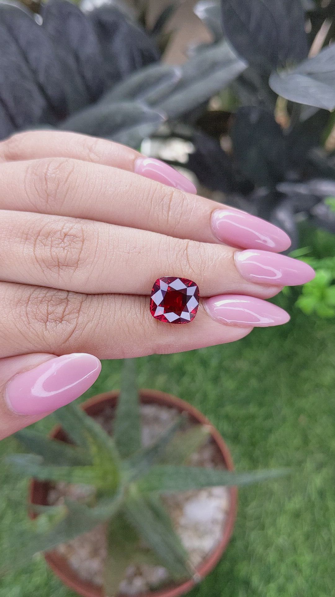 5.37 Ct. Purplish Red Garnet from Tanzania Size Video