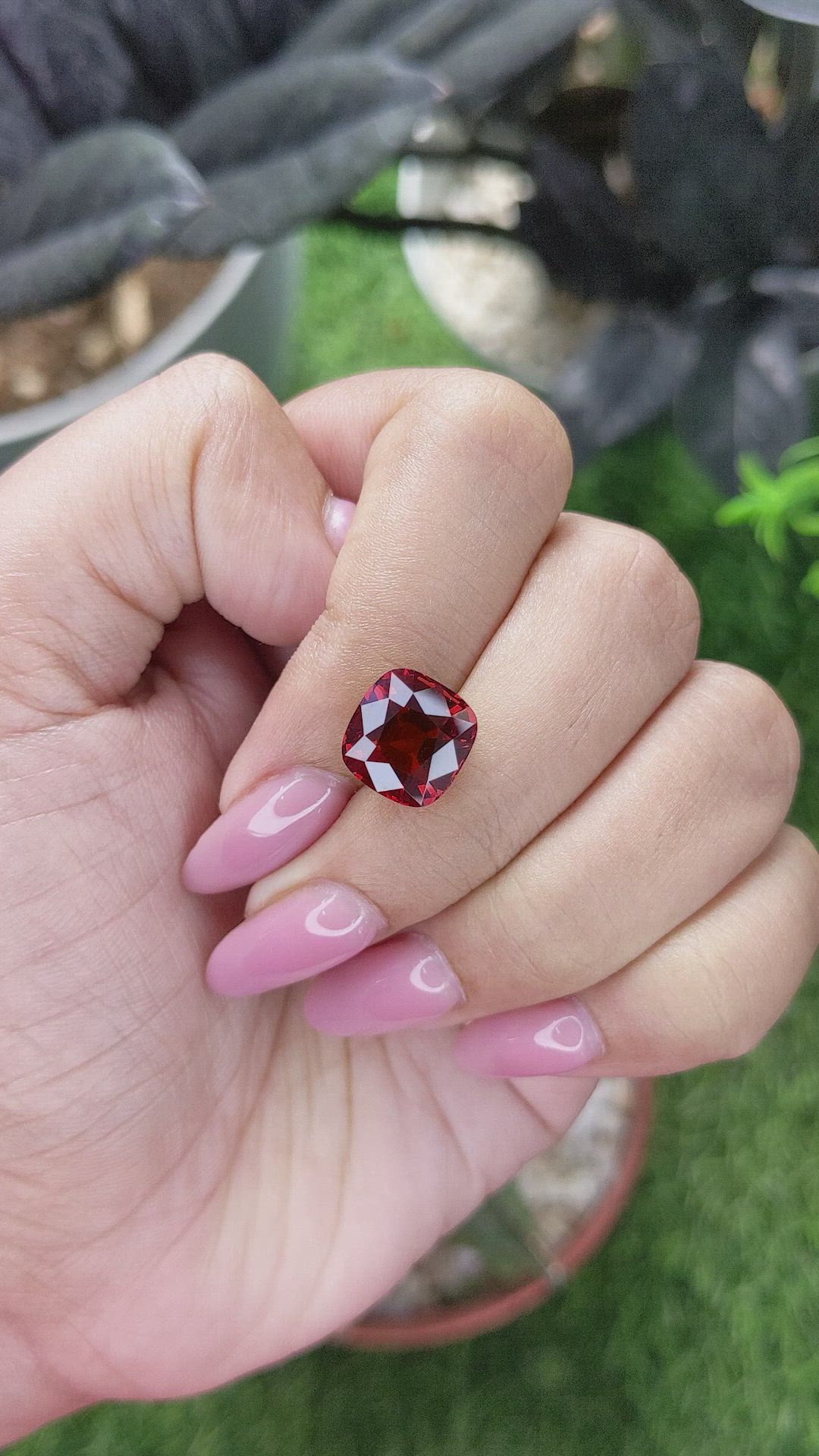5.37 Ct. Purplish Red Garnet from Tanzania Size Video