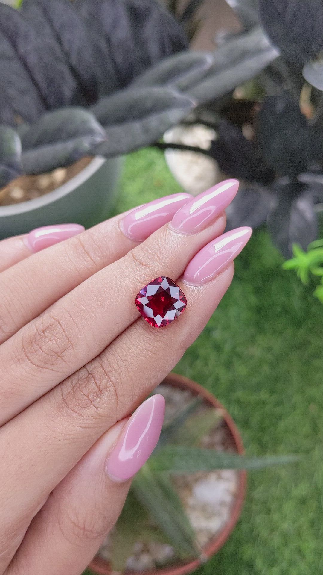 5.37 Ct. Purplish Red Garnet from Tanzania Size Video
