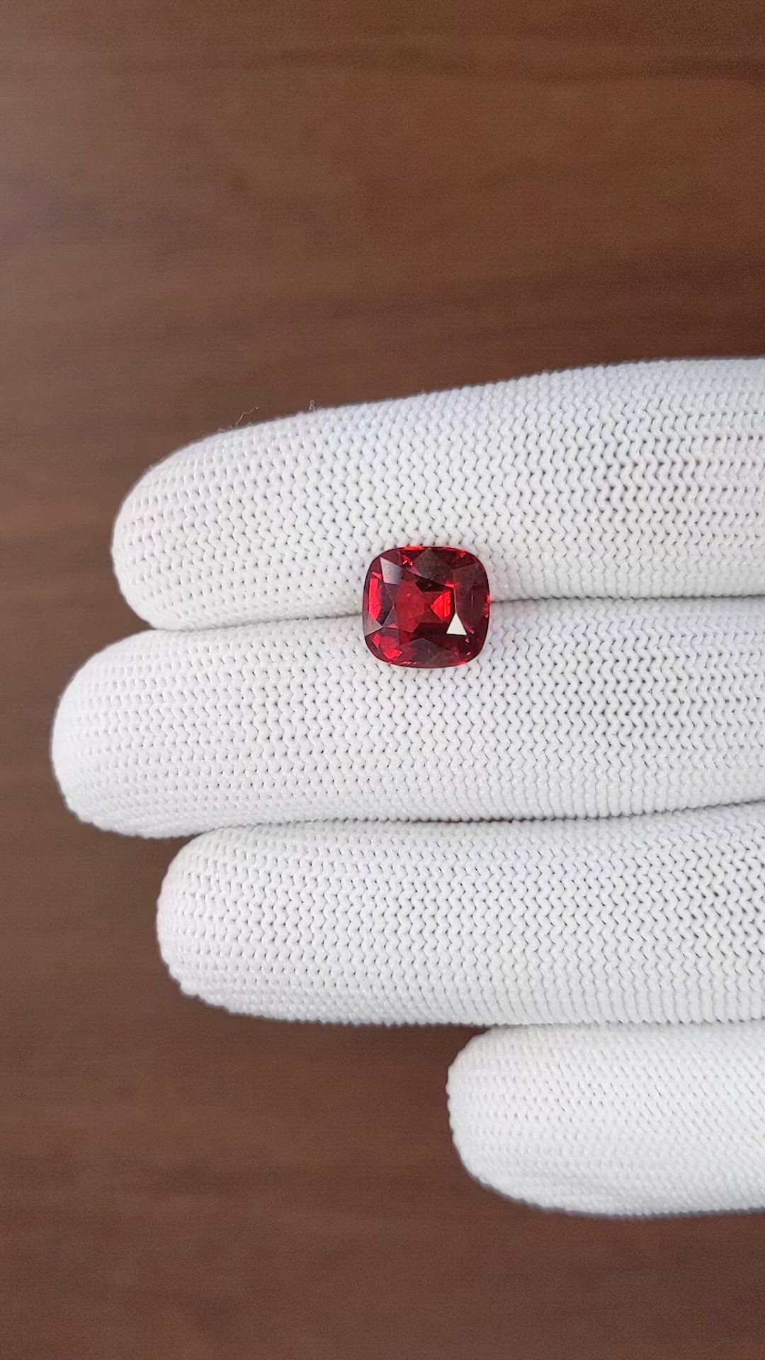 5.37 Ct. Purplish Red Garnet from Tanzania Size Video