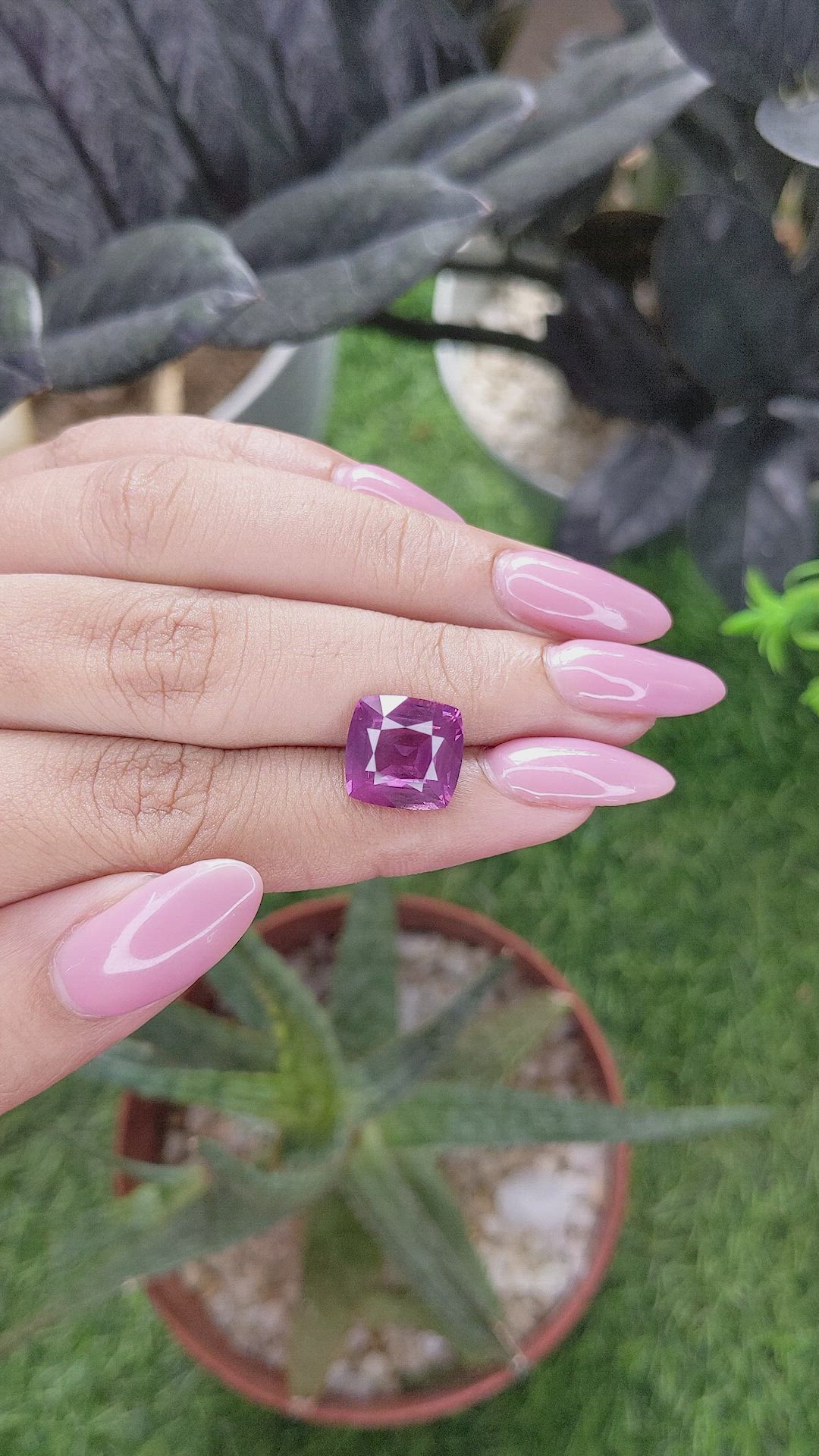 6.38 Ct. Pinkish Purple Rhodolite Garnet from Tanzania Size Video