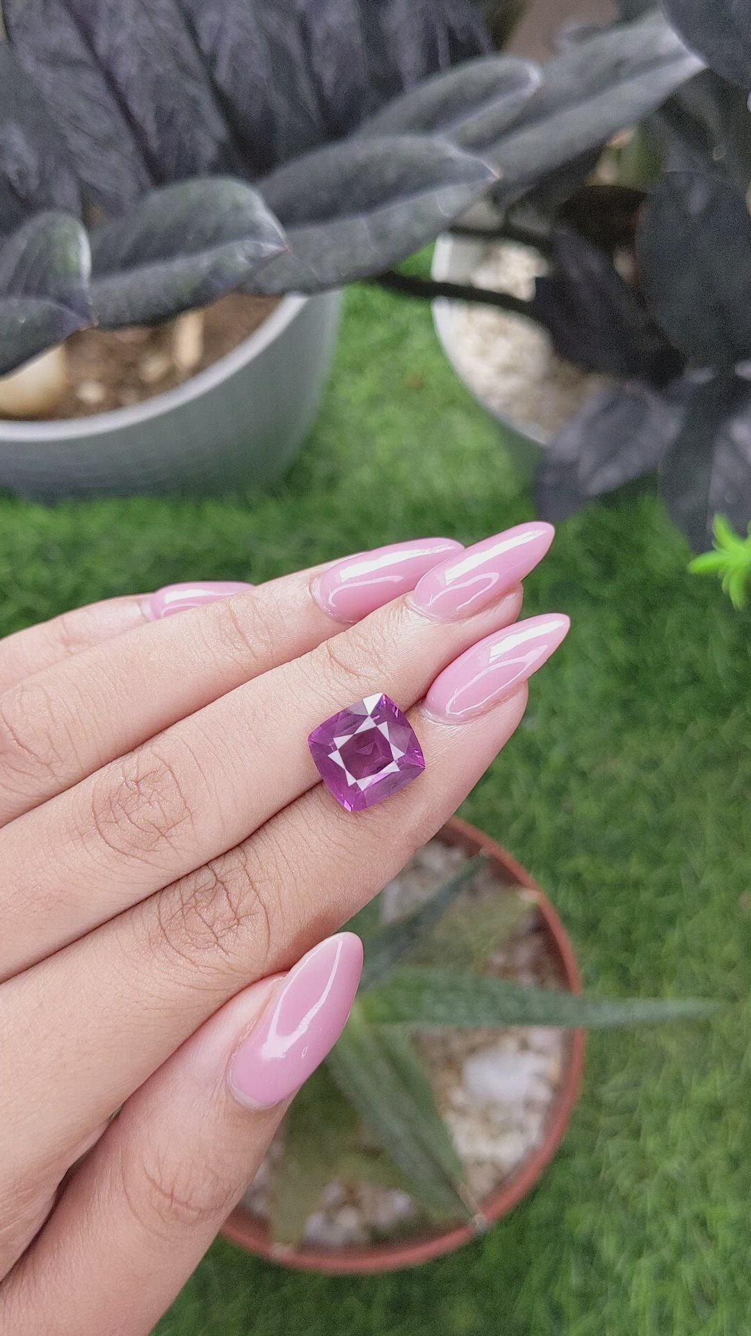 6.38 Ct. Pinkish Purple Rhodolite Garnet from Tanzania Size Video