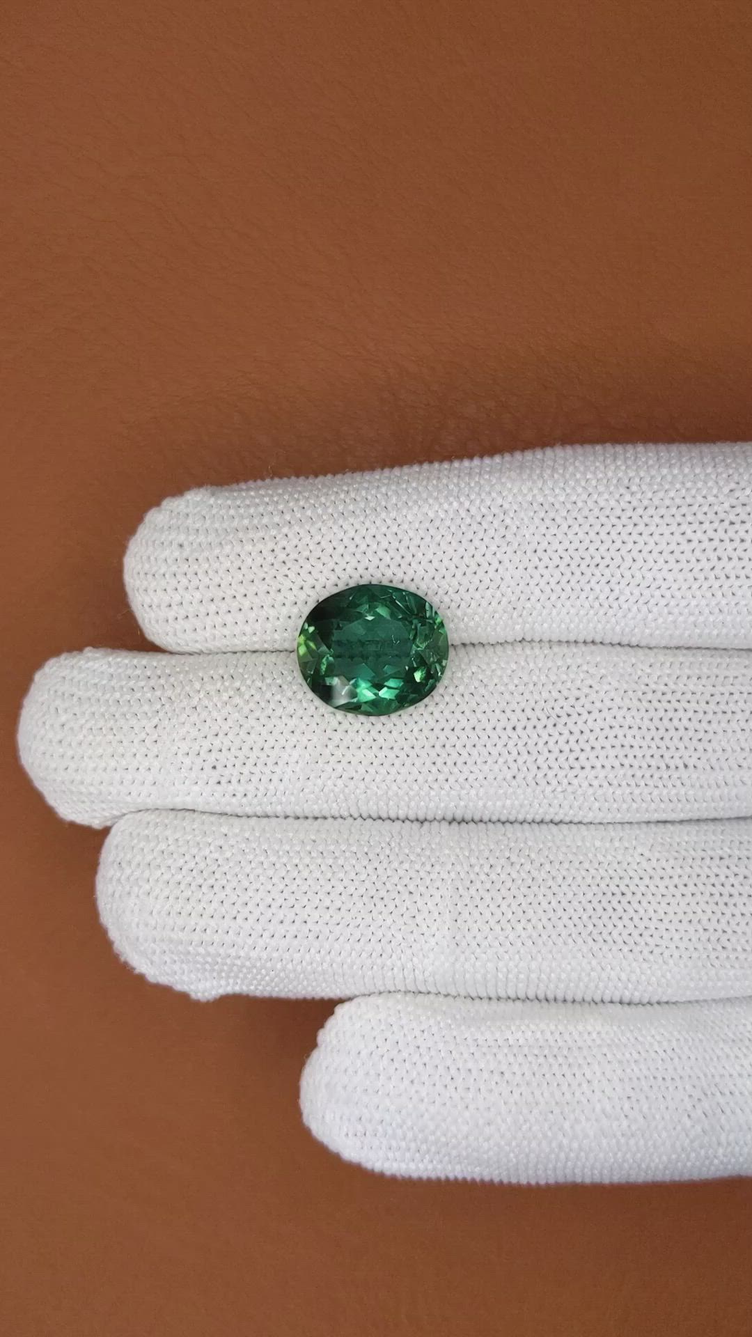 6.91 Ct. Bluish Green Prasiolite from Brazil Size Video