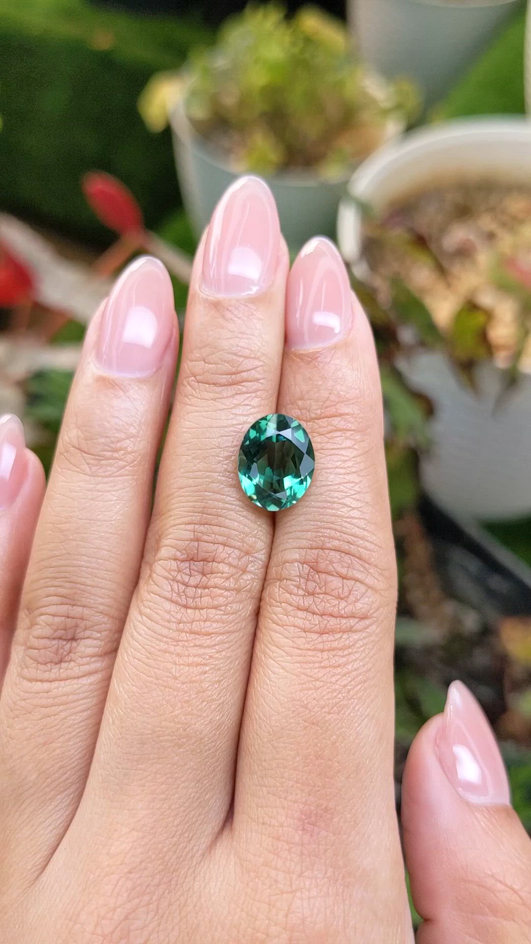 4.26 Ct. Bluish Green Prasiolite from Brazil Size Video