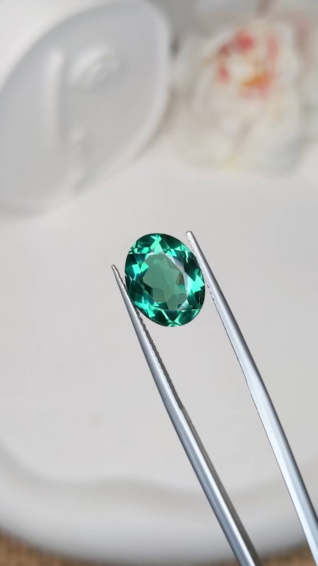 4.26 Ct. Bluish Green Prasiolite from Brazil Size Video