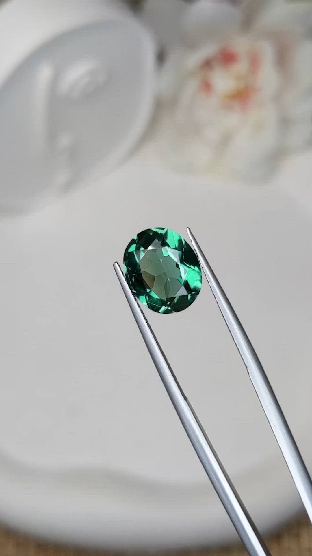 3.54 Ct. Bluish Green Prasiolite from Brazil Size Video