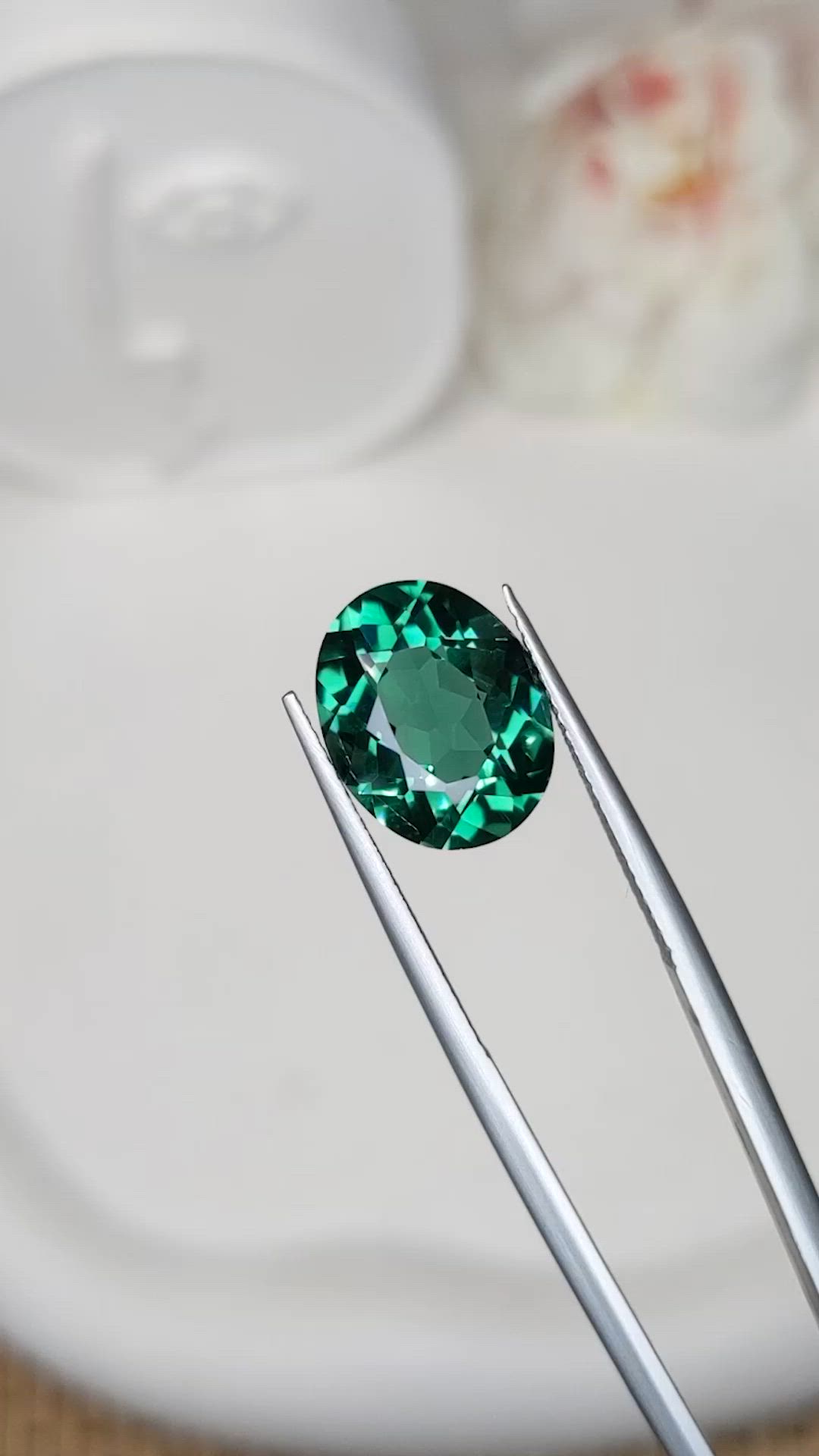 5.55 Ct. Bluish Green Prasiolite from Brazil Size Video