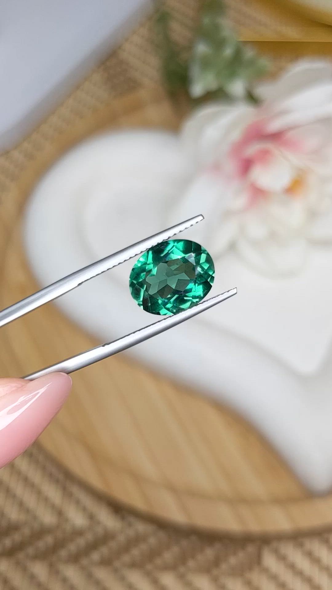 4.46 Ct. Bluish Green Prasiolite from Brazil Size Video
