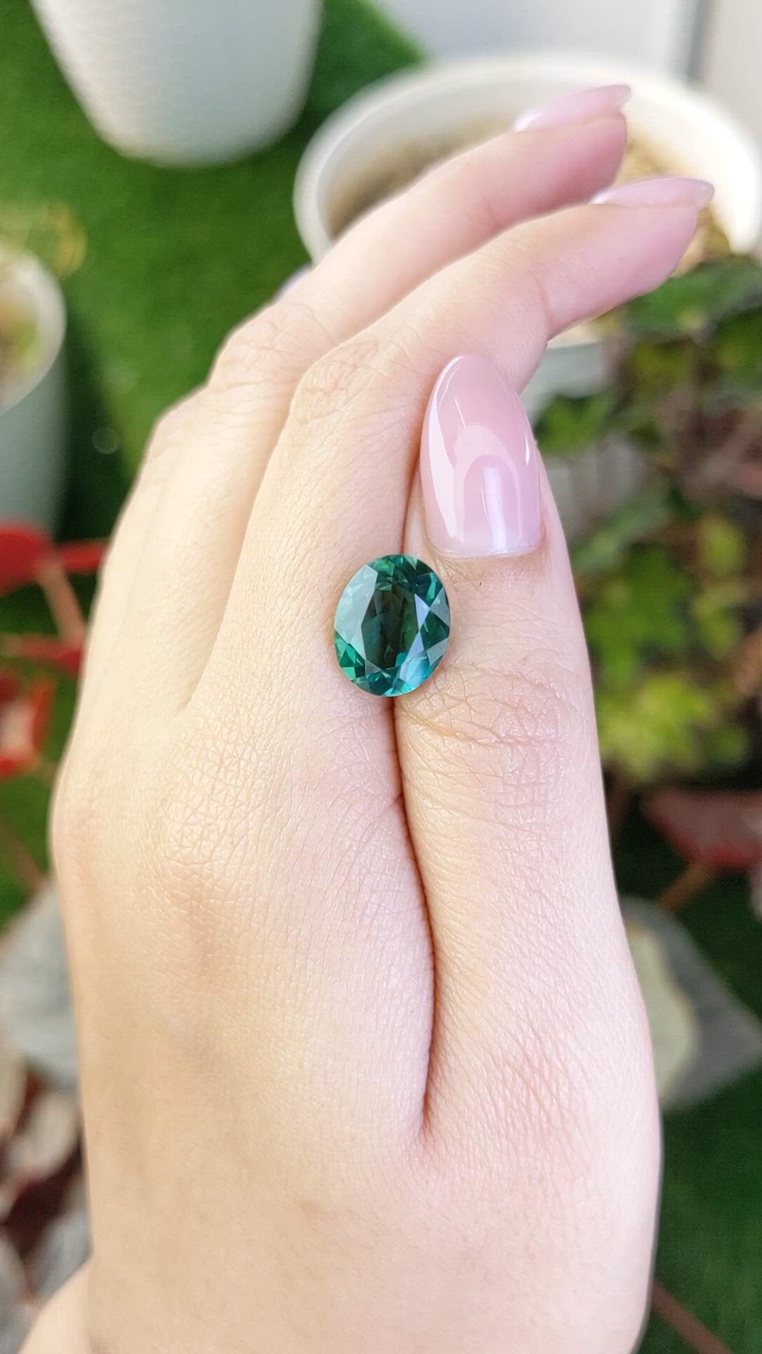 4.46 Ct. Bluish Green Prasiolite from Brazil Size Video