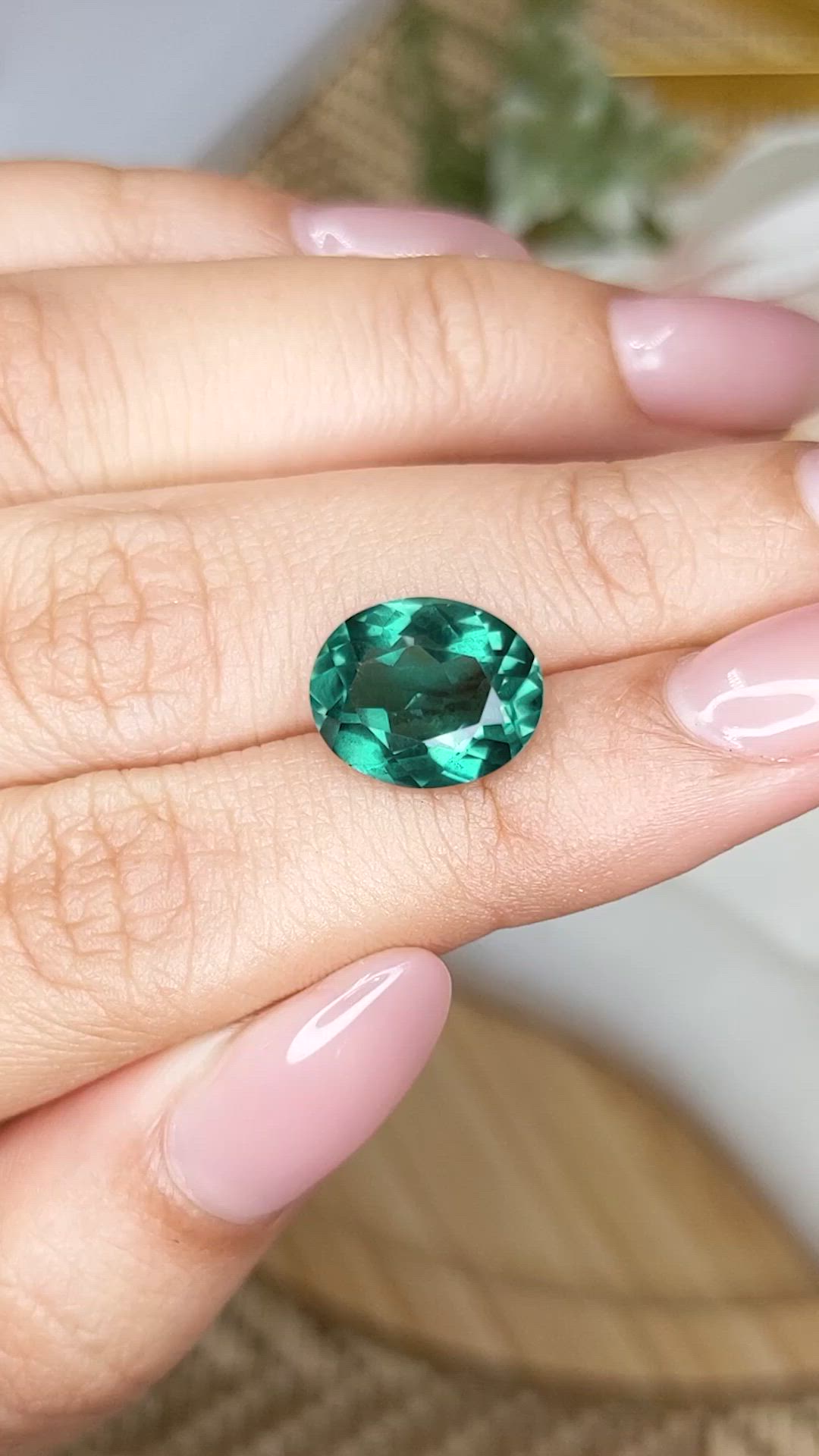 4.46 Ct. Bluish Green Prasiolite from Brazil Size Video